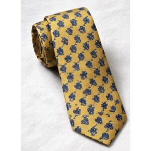 Mario Valentino Silk Tie Yellow Paisley Pattern Made in USA